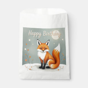 Cute Woodland Brown Fox Happy Birthday Favour Bag