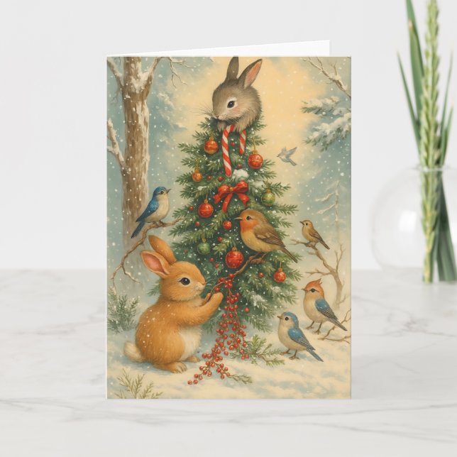 Cute woodland bunny christmas festive winter cozy  card (Front)