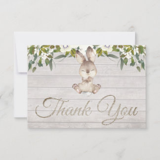 Cute Woodland Bunny Rabbit Baby Shower Thank You Card