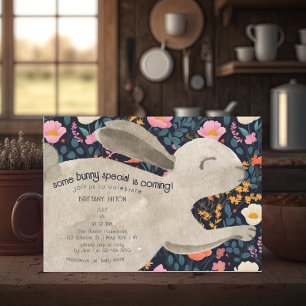 Cute Woodland Bunny Spring Baby Shower Invitation