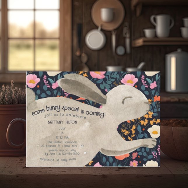 Cute Woodland Bunny Spring Baby Shower Invitation (Creator Uploaded)