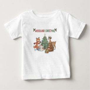 Cute Woodland Christmas Animals - Festive Forest Baby T-Shirt
