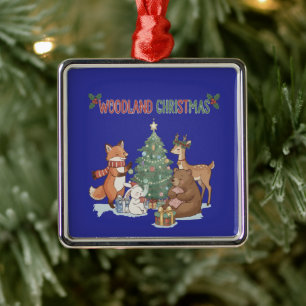 Cute Woodland Christmas Animals - Festive Forest Metal Ornament