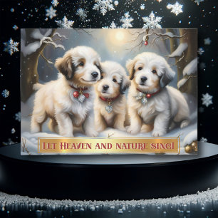 Cute Woodland Christmas Puppies Christian Holiday Card