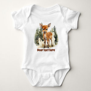 cute woodland Country deer add text Baby Bodysuit