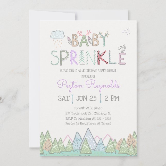 Cute Woodland Creatures Baby Sprinkle Invitation (Front)