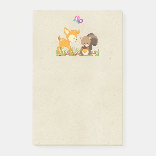 Cute Woodland Creatures Cartoon Illustration Post-it Notes (Front)