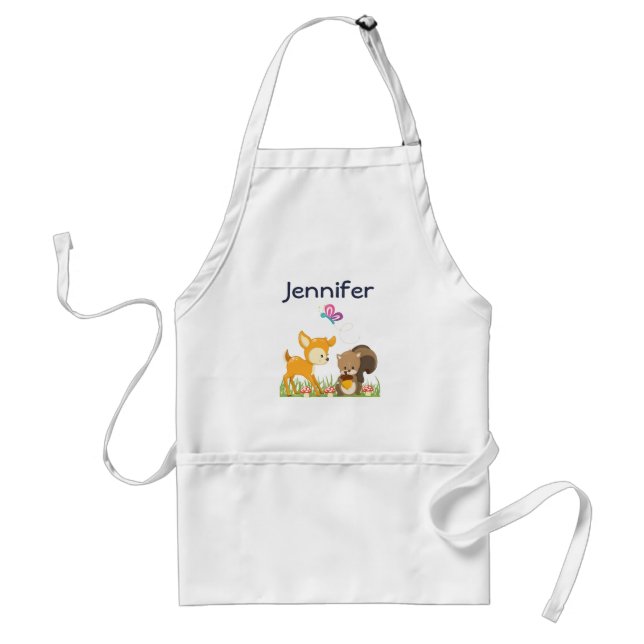 Cute Woodland Creatures Cartoon Illustration Standard Apron (Front)