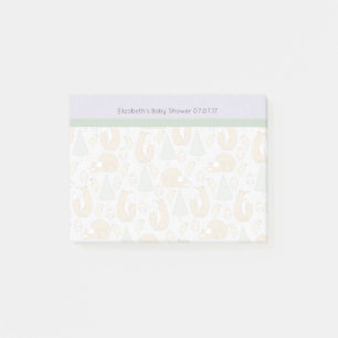 Cute Woodland Creatures Pattern Baby Shower Post-it Notes