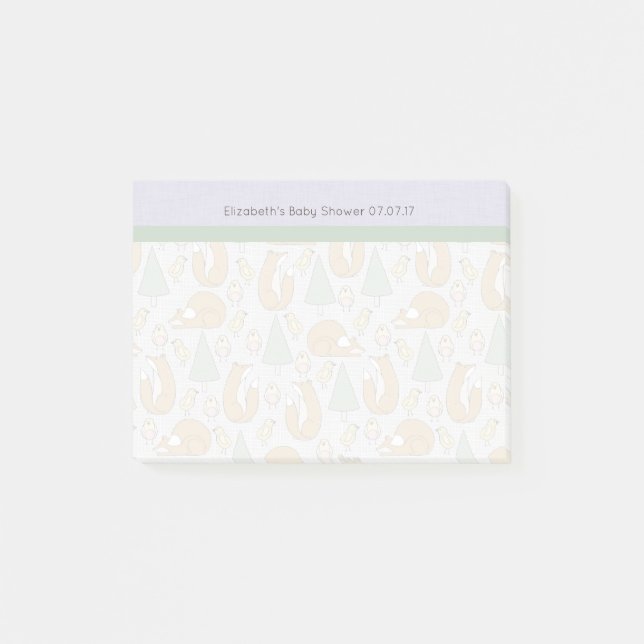 Cute Woodland Creatures Pattern Baby Shower Post-it Notes (Front)