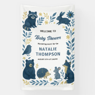 Cute Woodland Creatures  Rustic Forest Baby Shower Banner