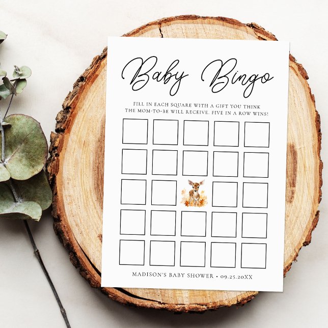 Cute Woodland Deer Baby Shower Bingo Card (Creator Uploaded)