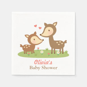 Cute Woodland Deer Baby Shower Party Supplies Napkin
