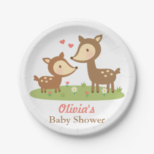 Cute Woodland Deer Baby Shower Party Supplies Paper Plate
