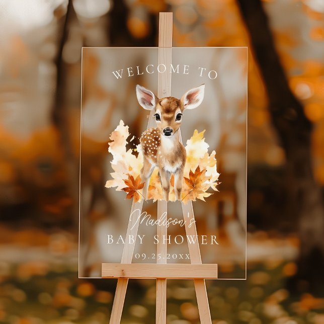 Cute Woodland Deer Baby Shower Welcome Acrylic Sign (Creator Uploaded)