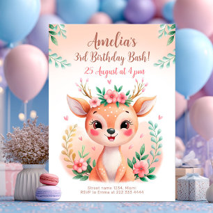 Cute woodland deer birthday card