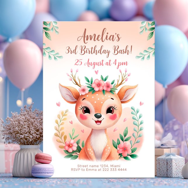 Cute woodland deer birthday card (Creator Uploaded)