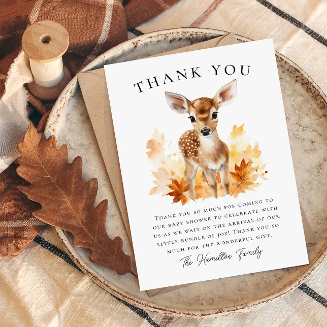 Cute Woodland Deer Fall Baby Shower Thank You Card (Creator Uploaded)