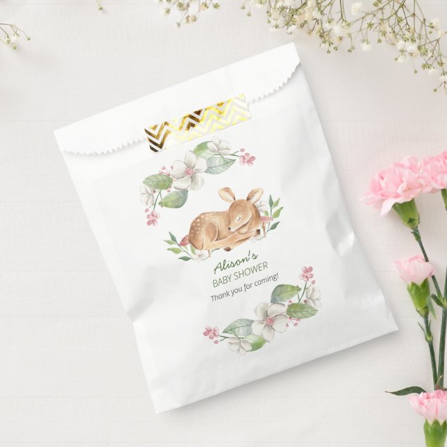 Cute Woodland Deer Floral Greenery Baby Shower Favour Bag (Sealed)