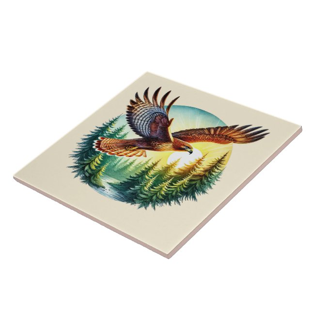Cute woodland Eagle bird lovers Ceramic Tile (Side)