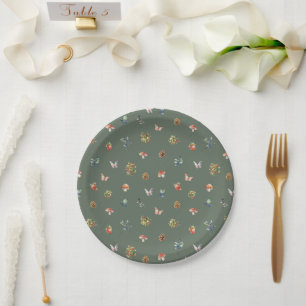 Cute Woodland Forest Adventure Pattern Baby Shower Paper Plate