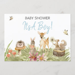 *~* Cute Woodland Forest Animal Boy Baby Shower Invitation