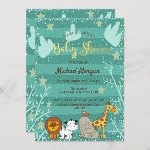 Cute Woodland, Forest Animals Baby Shower Invitation