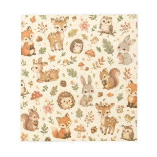 Cute Woodland Forest Animals Watercolor Pattern Notepad