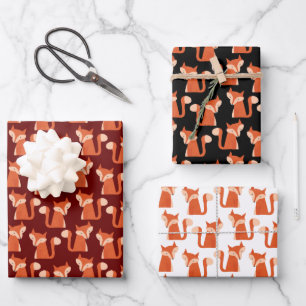 Cute Woodland Forest Fox Pattern Wrapping Paper Sheet