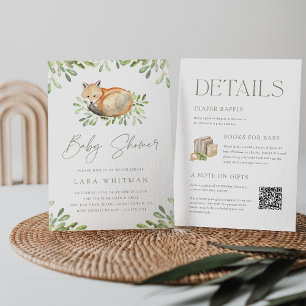 Cute Woodland Fox All in One Baby Shower Invitation