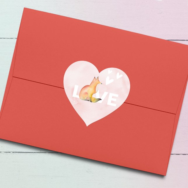 Cute Woodland Fox and Hearts Valentines Day Heart Sticker (Creator Uploaded)