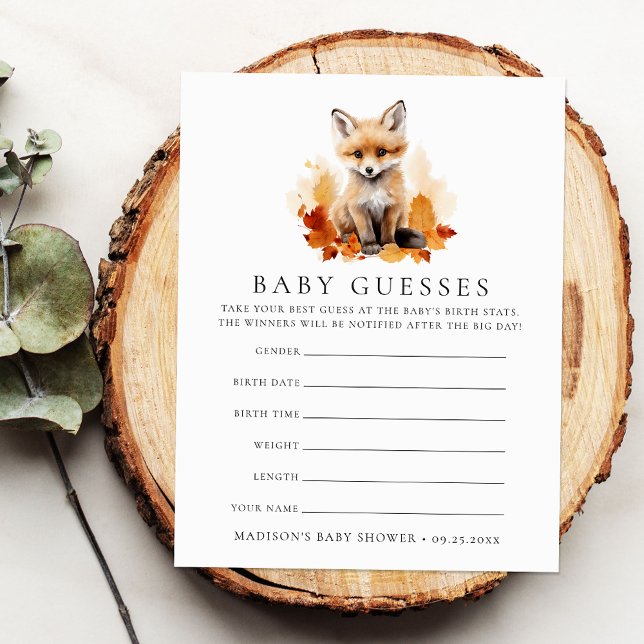 Cute Woodland Fox Baby Shower Guessing Game (Creator Uploaded)