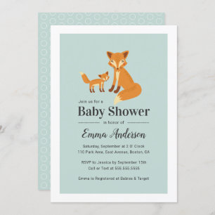 Cute Woodland Fox Baby Shower Invitation - Boy
