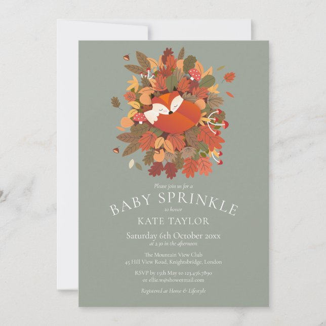 Cute Woodland Fox Cub Baby Sprinkle Invitation (Front)