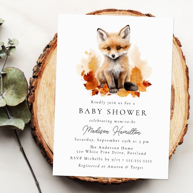 Cute Woodland Fox Fall Baby Shower Invitation (Creator Uploaded)