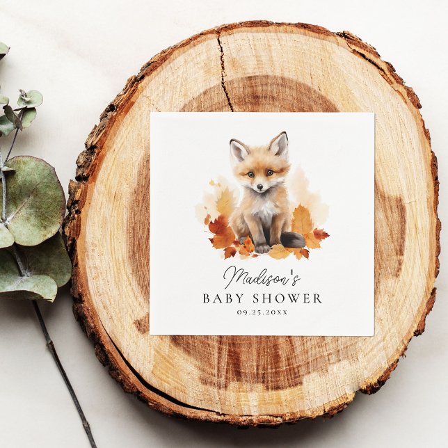 Cute Woodland Fox Fall Baby Shower Napkin (Creator Uploaded)