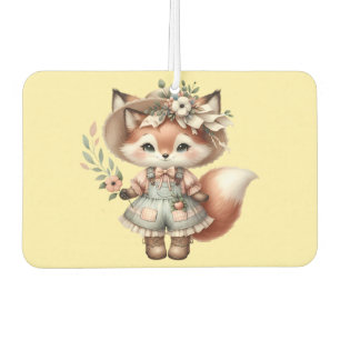 Cute Woodland Fox Girl Wearing Cottagecore Outfit Car Air Freshener
