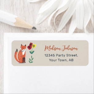 Cute Woodland Fox Neutral Baby Shower Label Return Address Label