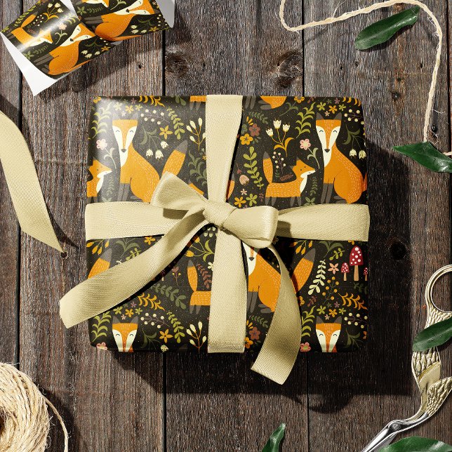 Cute Woodland Fox Pattern Wrapping Paper (Creator Uploaded)