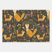 Cute Woodland Fox Pattern Wrapping Paper Sheet (Front 2)