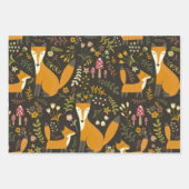 Cute Woodland Fox Pattern Wrapping Paper Sheet (Front)