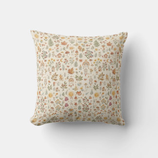 Cute Woodland Fox Sun Rainbow Seamless Pattern Cushion