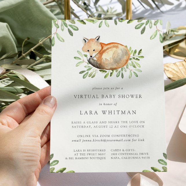 Cute Woodland Fox Virtual Baby Shower Invitation (Creator Uploaded)