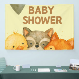 Cute Woodland Friends Baby Shower Sticker Banner