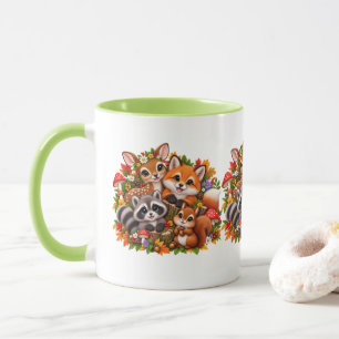 Cute Woodland Friends Fox Racoon Deer Squirrel  Mug