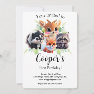 Cute Woodland friends fox skunk racoon deer