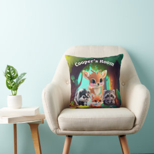 Cute Woodland friends fox skunk racoon deer Cushion