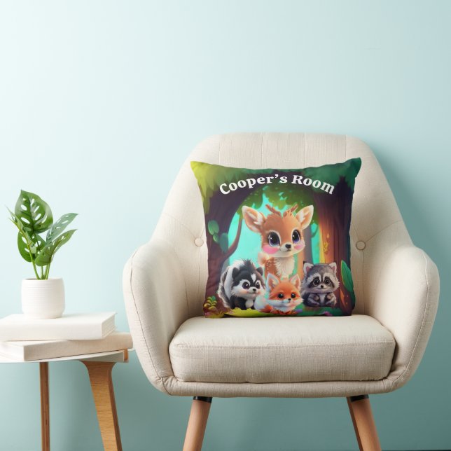 Cute Woodland friends fox skunk racoon deer Cushion (Chair)