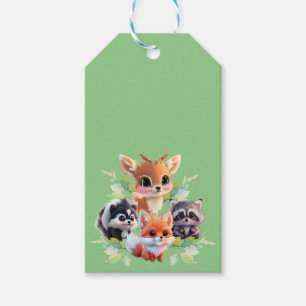 Cute Woodland friends fox skunk racoon deer Gift Tags