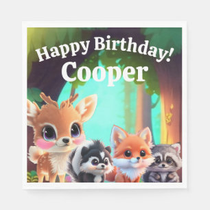 Cute Woodland friends fox skunk racoon deer Napkin